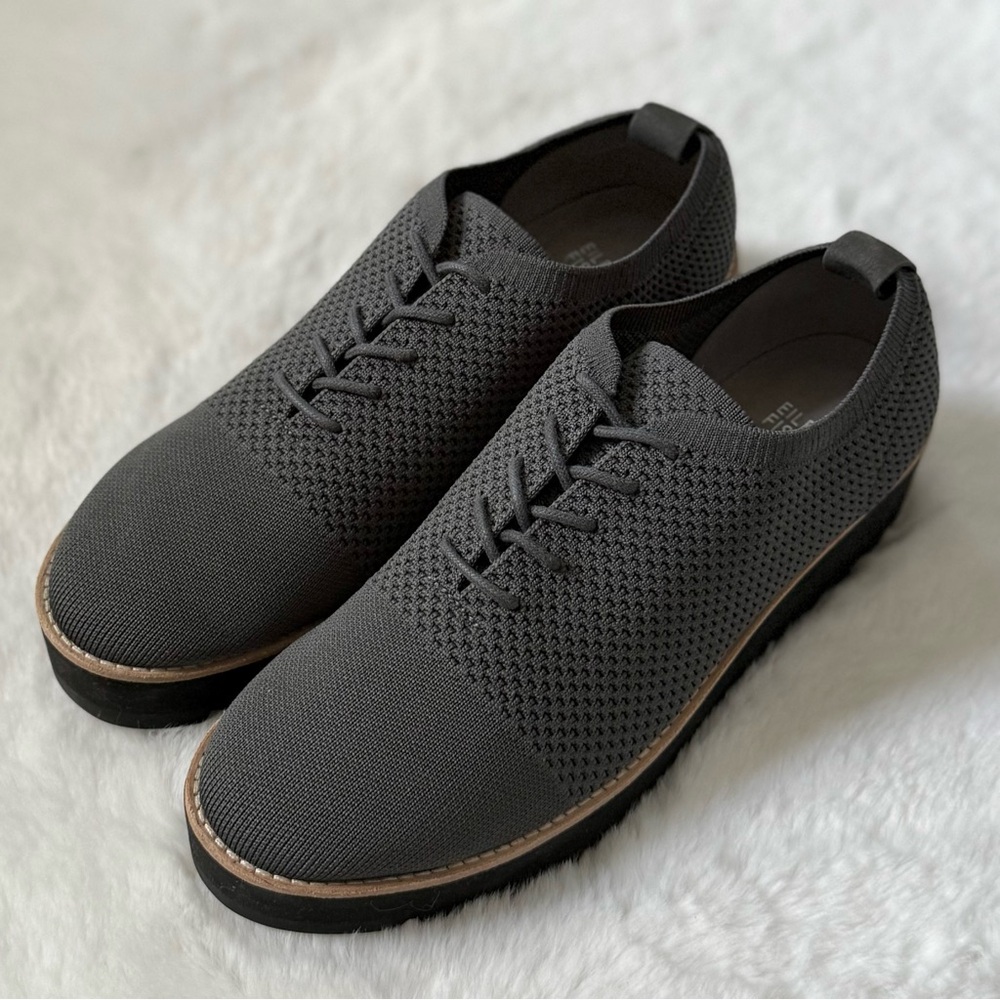 EILEEN FISHER 10 Eddy Knit Platform Oxford Loafers in Graphite Grey • Eddy 2 - Picture 4 of 15